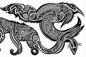 Musical creatures on chest tattoo idea