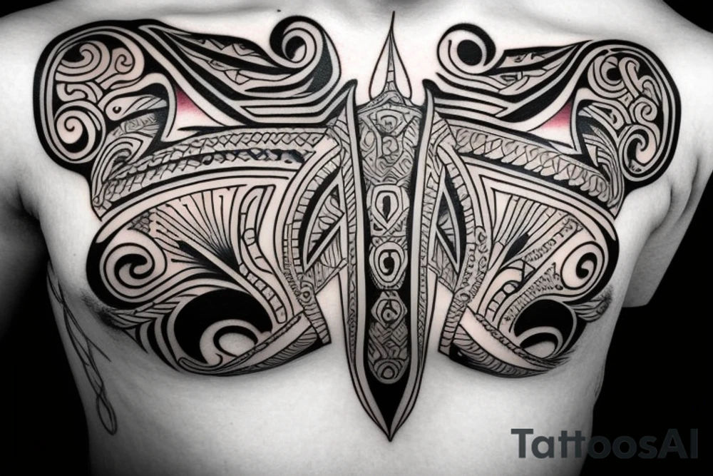 Musical creatures on chest tattoo idea