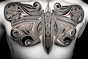 Musical creatures on chest tattoo idea
