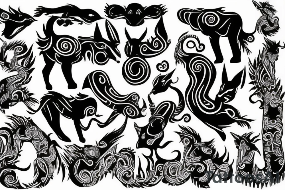 Musical creatures on chest tattoo idea