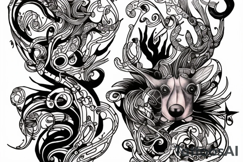 Musical creatures on chest tattoo idea