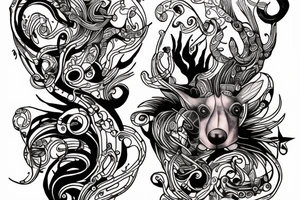 Musical creatures on chest tattoo idea