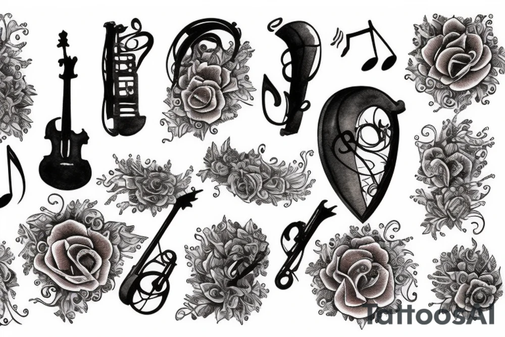 Musical creation on chest tattoo idea