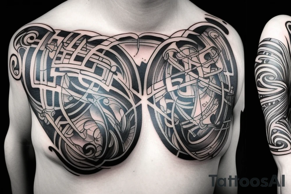 Musical creation on chest tattoo idea