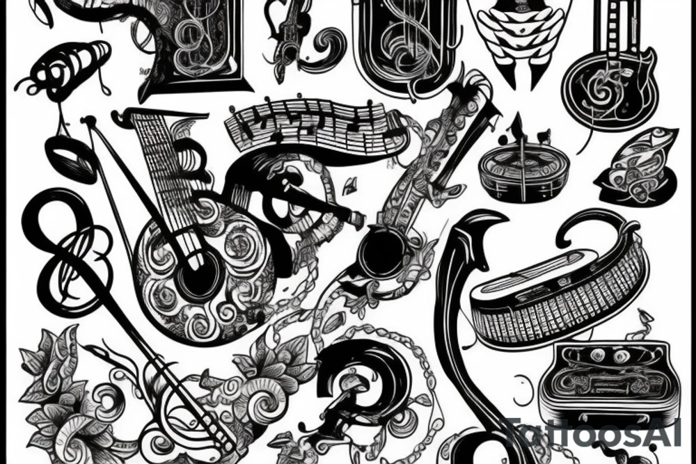 Musical creation chest tattoo tattoo idea