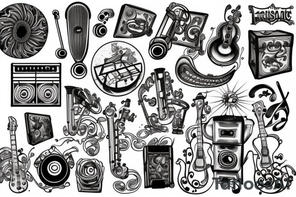 Musical creation chest tattoo tattoo idea