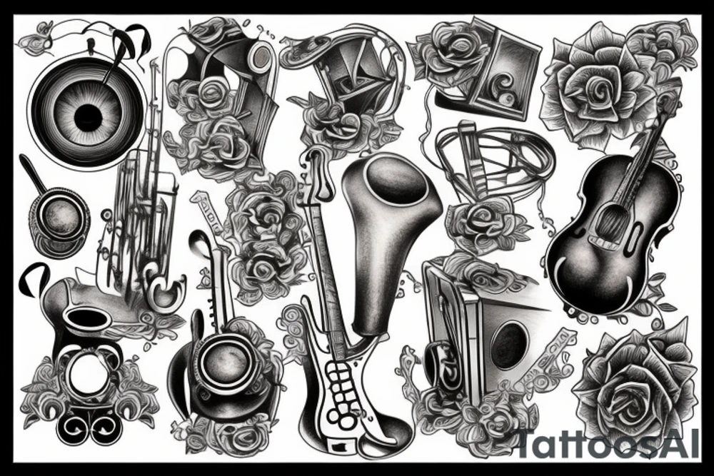 Musical creation chest tattoo tattoo idea