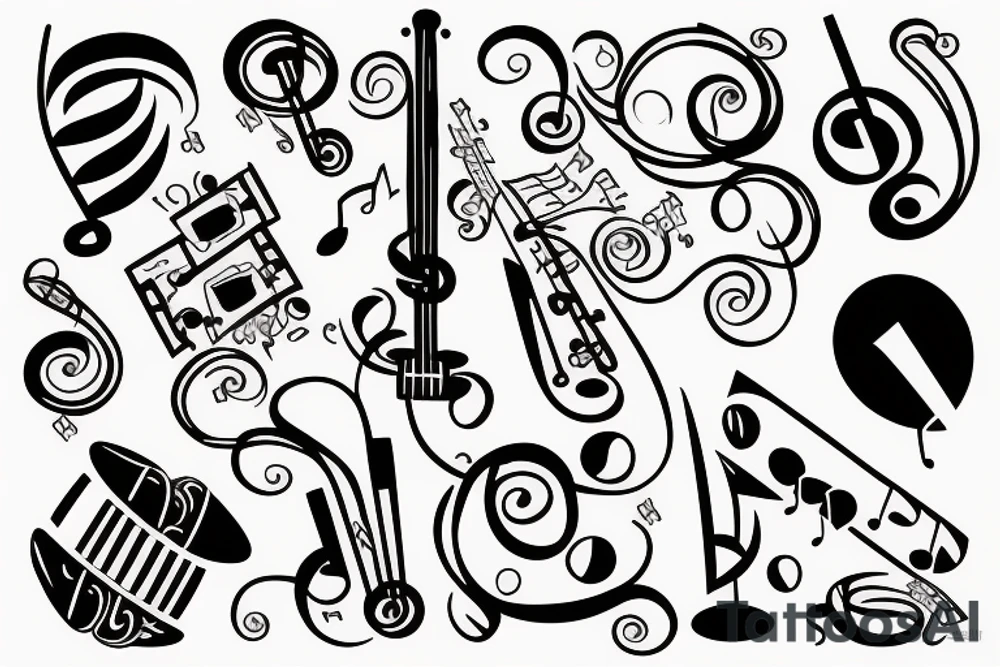 Musical creation chest tattoo tattoo idea
