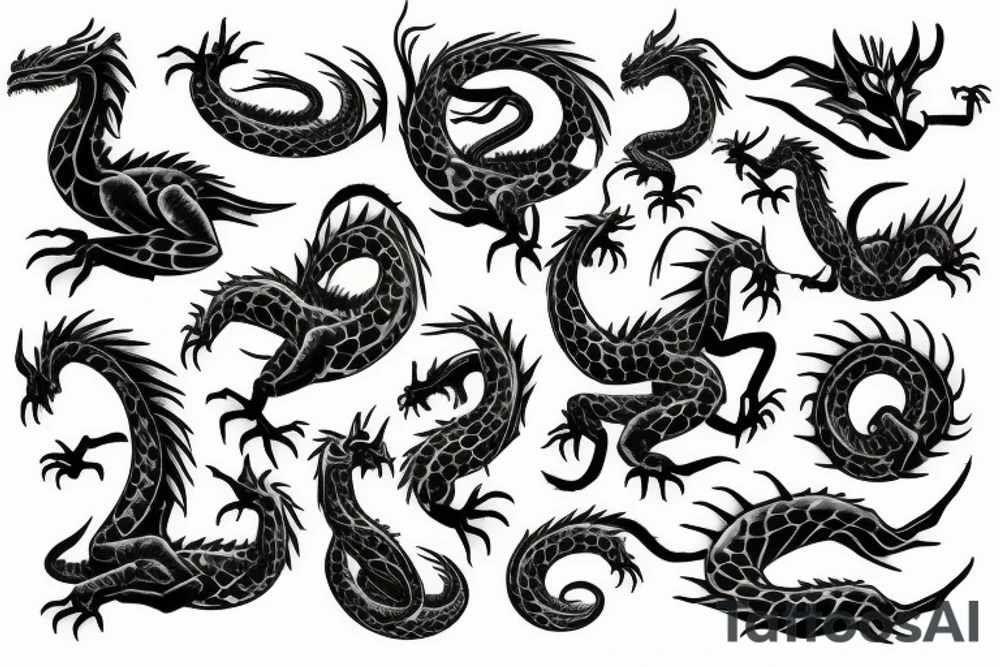Musical dragon creature chest tattoo tattoo idea