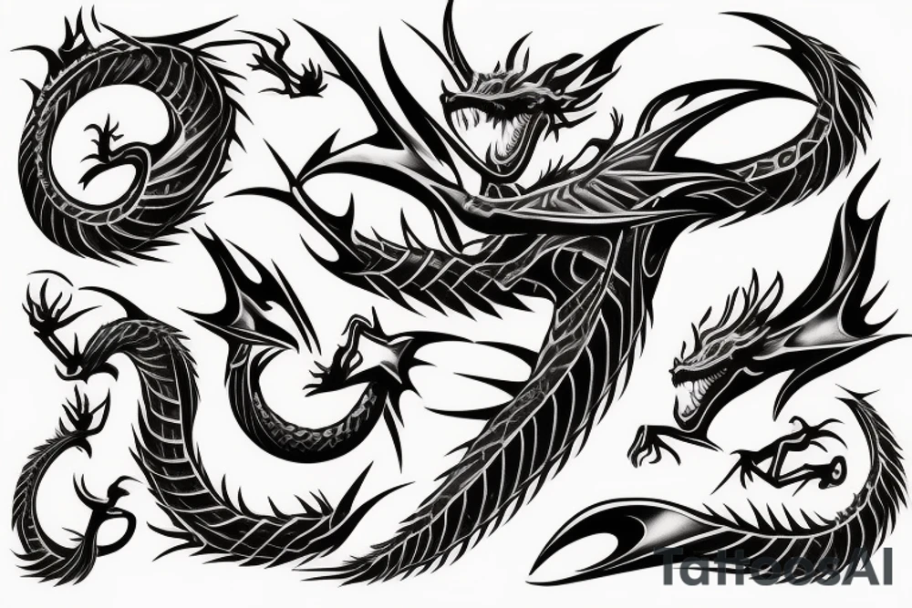 Musical dragon creature chest tattoo tattoo idea