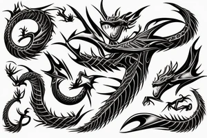 Musical dragon creature chest tattoo tattoo idea