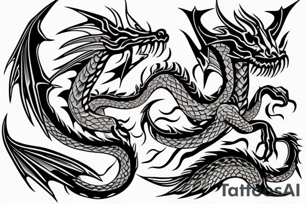 Musical dragon creature chest tattoo tattoo idea