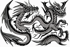 Musical dragon creature chest tattoo tattoo idea
