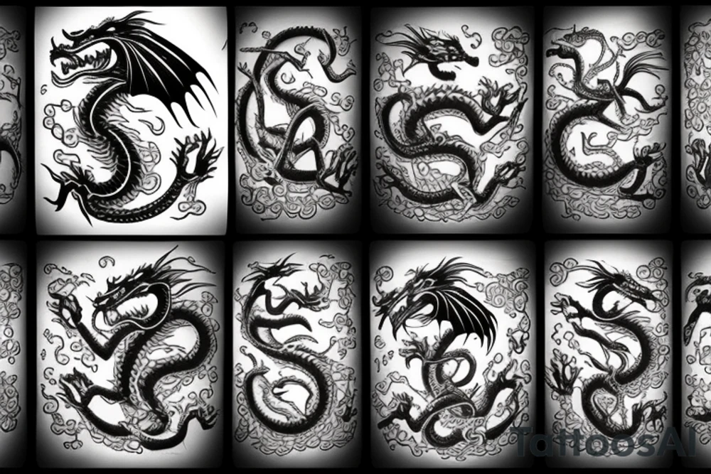 Musical dragon creature chest tattoo tattoo idea