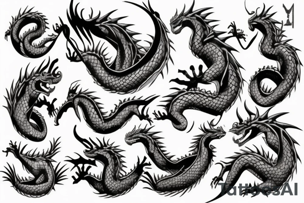 Musical dragon creature chest tattoo tattoo idea