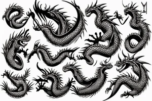 Musical dragon creature chest tattoo tattoo idea