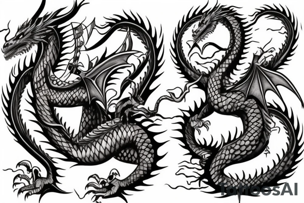 Musical dragon creature chest tattoo tattoo idea
