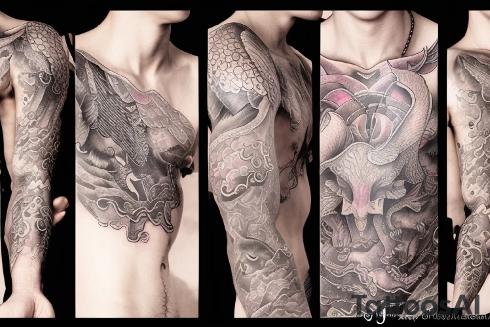 Mythical creature chest tattoo tattoo idea