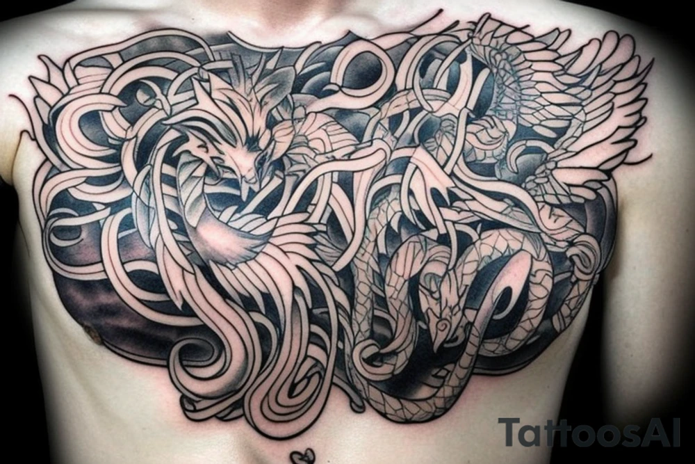Mythical creature chest tattoo tattoo idea