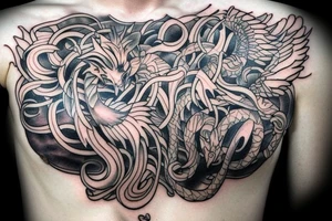 Mythical creature chest tattoo tattoo idea