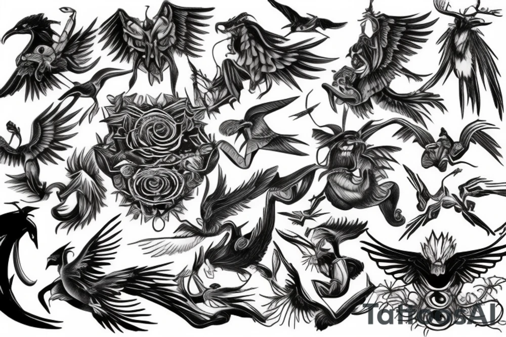 Mythical flying creature chest tattoo tattoo idea