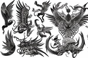 Mythical flying creature chest tattoo tattoo idea