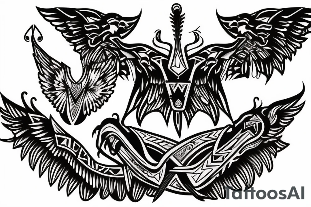 Mythical flying creature chest tattoo tattoo idea