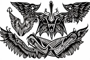 Mythical flying creature chest tattoo tattoo idea