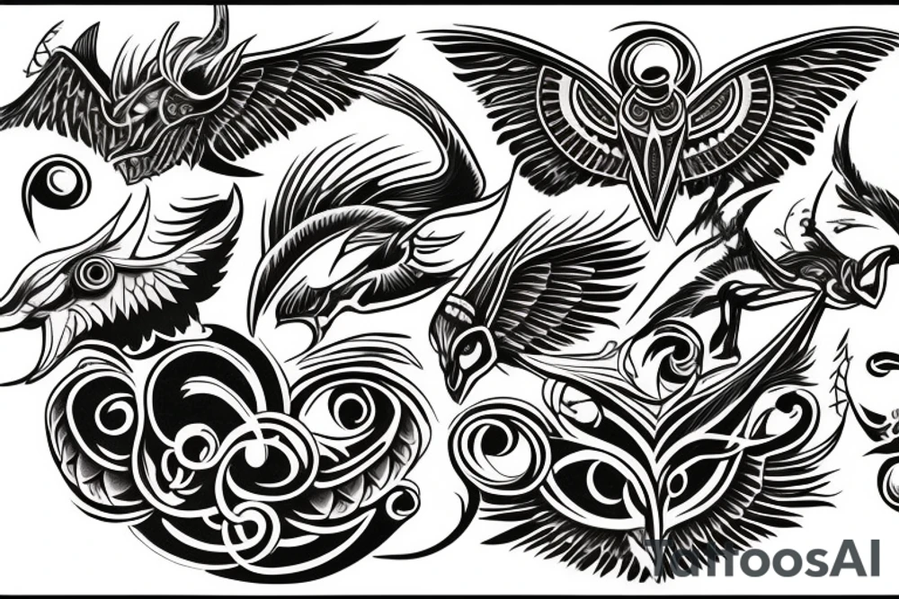 Mythical flying creature chest tattoo tattoo idea