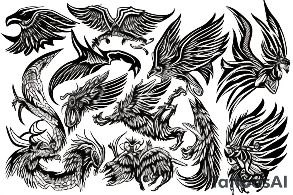 Mythical flying creature chest tattoo tattoo idea