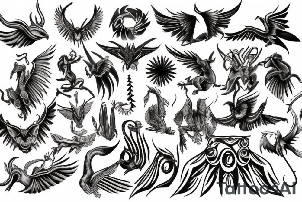 Mythical flying creature chest tattoo tattoo idea