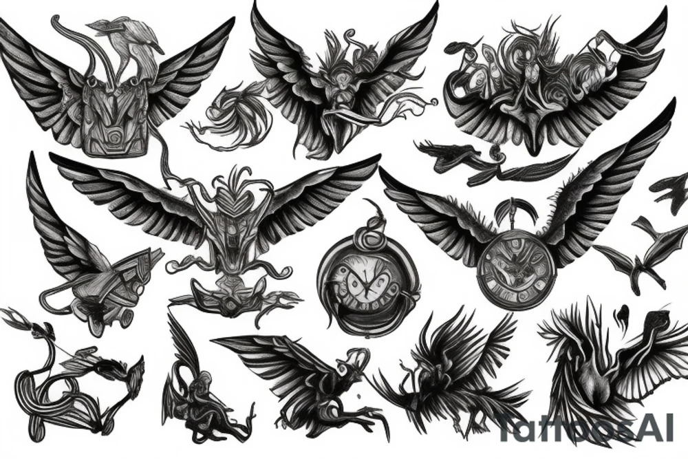Mythical flying creature chest tattoo tattoo idea