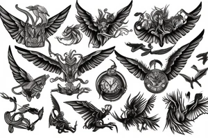 Mythical flying creature chest tattoo tattoo idea