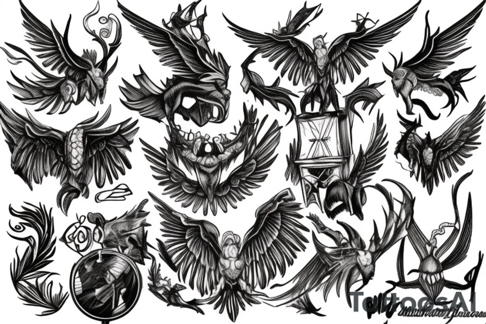 Mythical flying creature chest tattoo tattoo idea