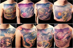 Outer space chest tattoo tattoo idea