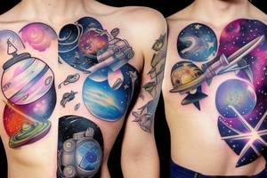 Outer space chest tattoo tattoo idea