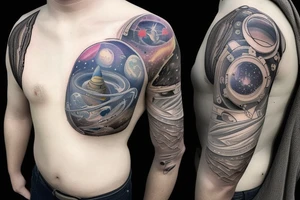 Outer space chest tattoo tattoo idea