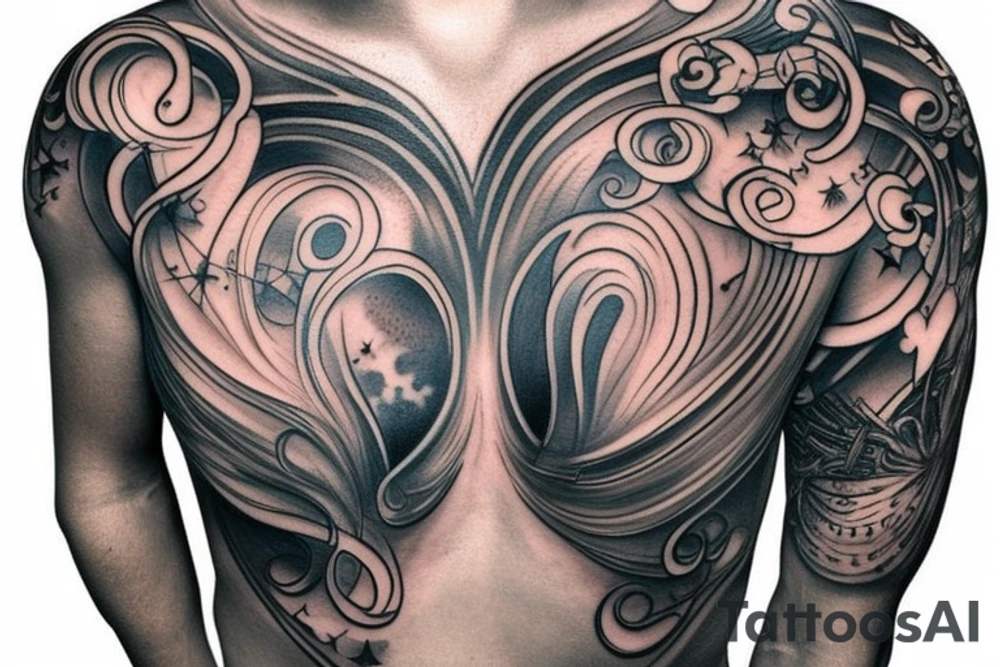 Celestial chest tattoo tattoo idea