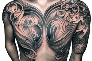 Celestial chest tattoo tattoo idea