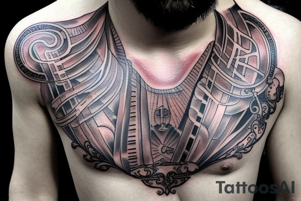 Celestial records chest tattoo tattoo idea