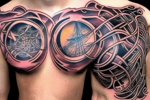 Celestial records chest tattoo tattoo idea