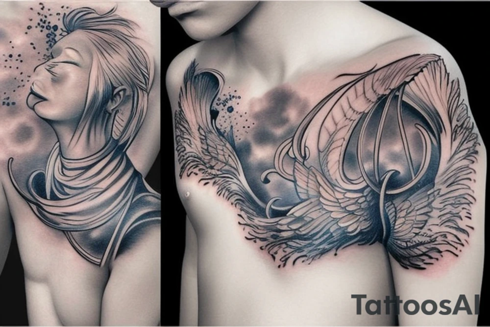 Celestial surpent chest tattoo tattoo idea