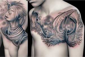Celestial surpent chest tattoo tattoo idea