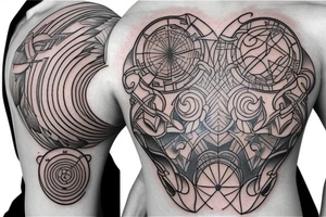 Celestial surpent chest tattoo tattoo idea