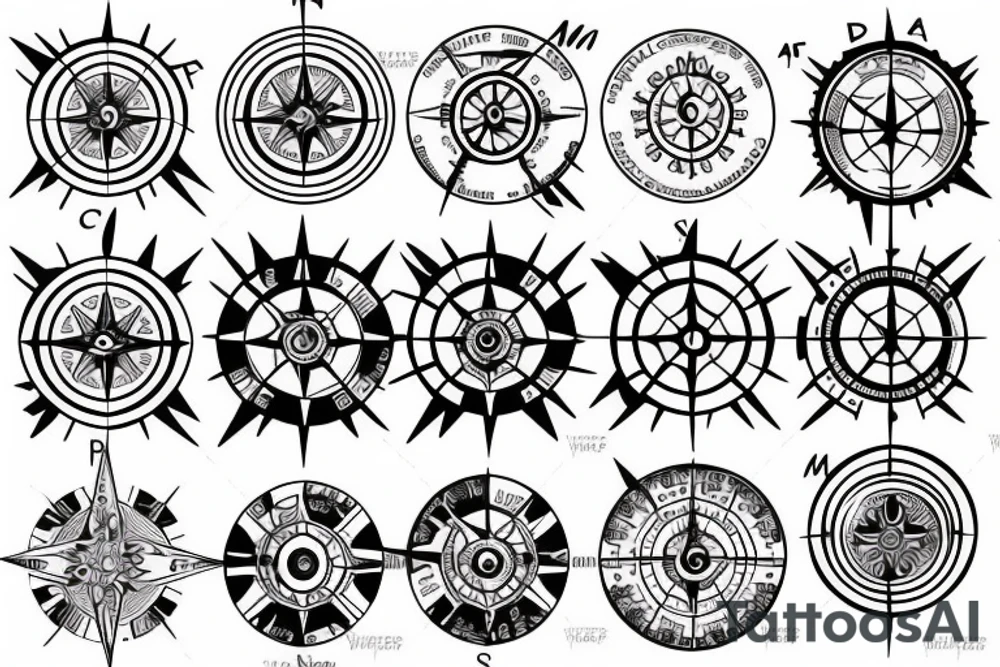 Compass with the world in the center tattoo idea