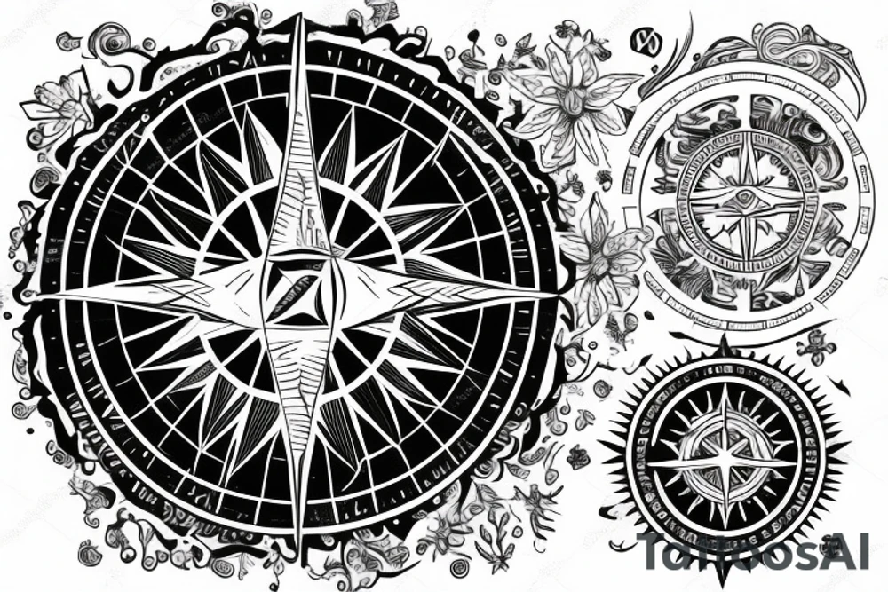 Compass with the world in the center tattoo idea