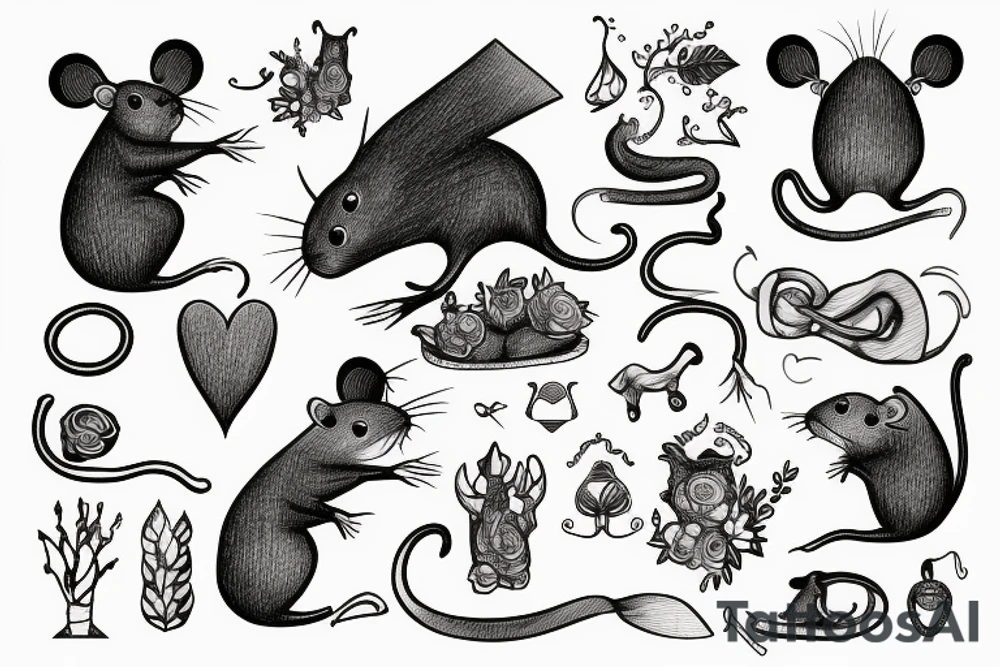 rat simplified sketch tattoo idea