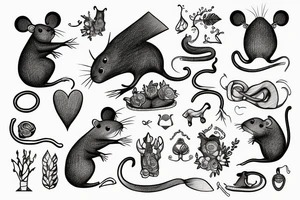 rat simplified sketch tattoo idea