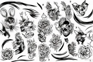tattoo sketch, white background, tattoo sketch in linework style, sketch style, tattoo sketch rat tattoo idea
