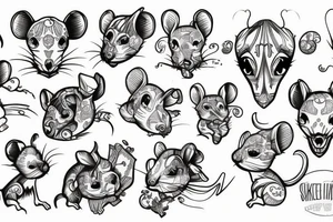 tattoo sketch, white background, tattoo sketch in linework style, sketch style, tattoo sketch rat tattoo idea